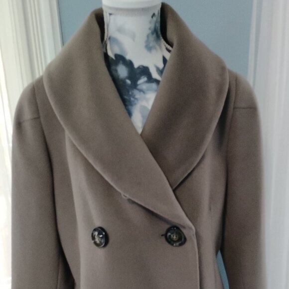 Cinzia Rocca Taupe Shawl-Collar Wool Maxi Coat - Picture 4 of 15